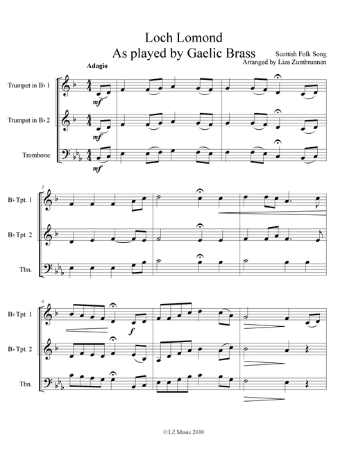 Loch Lomond (as played by Gaelic Brass) (Arr. Liza Zumbrunnen) - Traditional Scottish Folksong (Brass Ensemble)