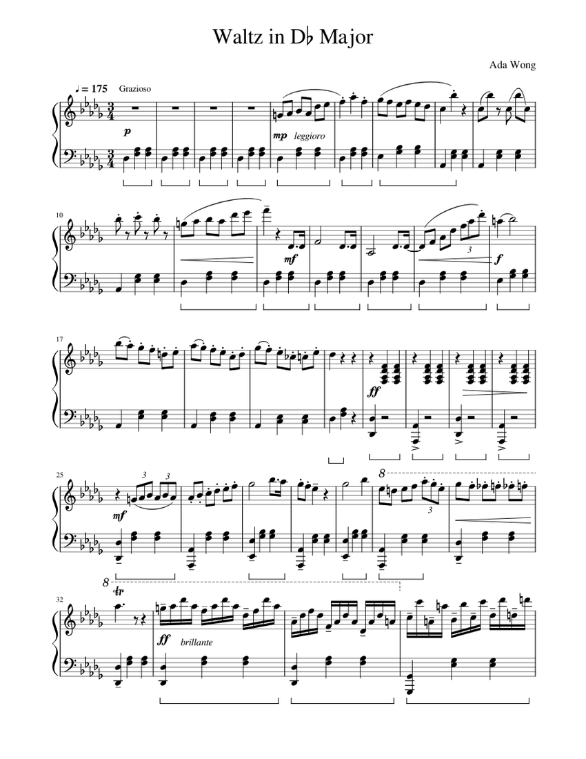 Waltz in D♭ Major Sheet Music for Piano (Solo) | MuseScore.com