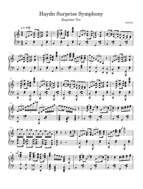 Haydn Surprise Symphony - Ragtime Ver. - Piano