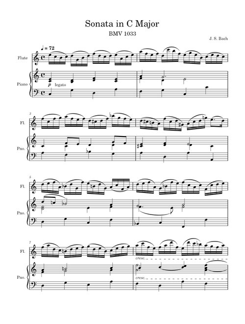 Flute Sonata in C major, BWV 1033 – Johann Sebastian Bach