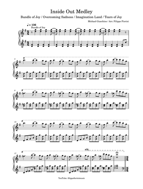 Inside Out Piano Suite (Arr. filippofiorini) - Michael Giacchino (Piano Solo)