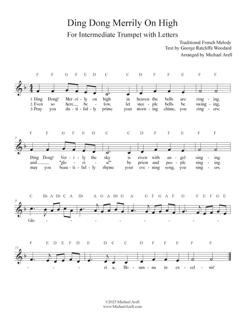 Ding Dong Merrily On High for Trumpet (Arr. Michael Arell) - Charlotte Church, Roger Whittaker, The Wiggles (Trumpet Solo)