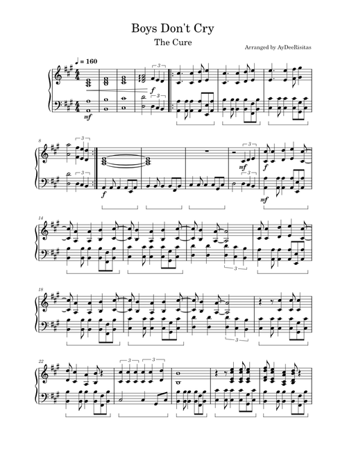 Boys Don't Cry – The Cure (Piano Arrangement)