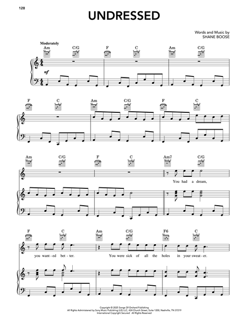 Undressed - sombr (Piano-Vocal-Guitar)