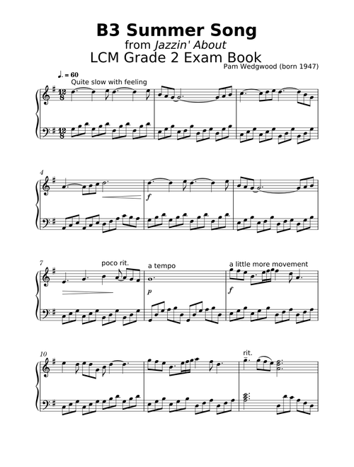LCM Grade 2 B3 Summer Song from Jazzin' About