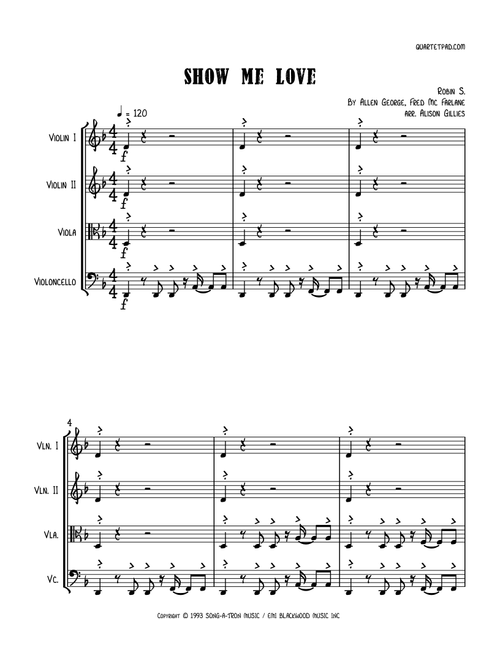 Show Me Love (Arr. Alison Gillies) (String Quartet)
