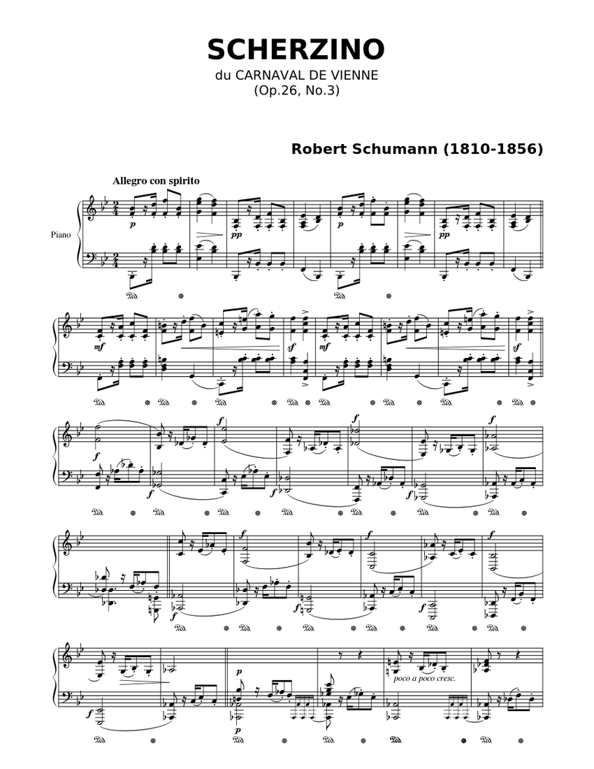 SCHERZINO du CARNAVAL DE VIENNE - Robert Schumann Sheet Music for