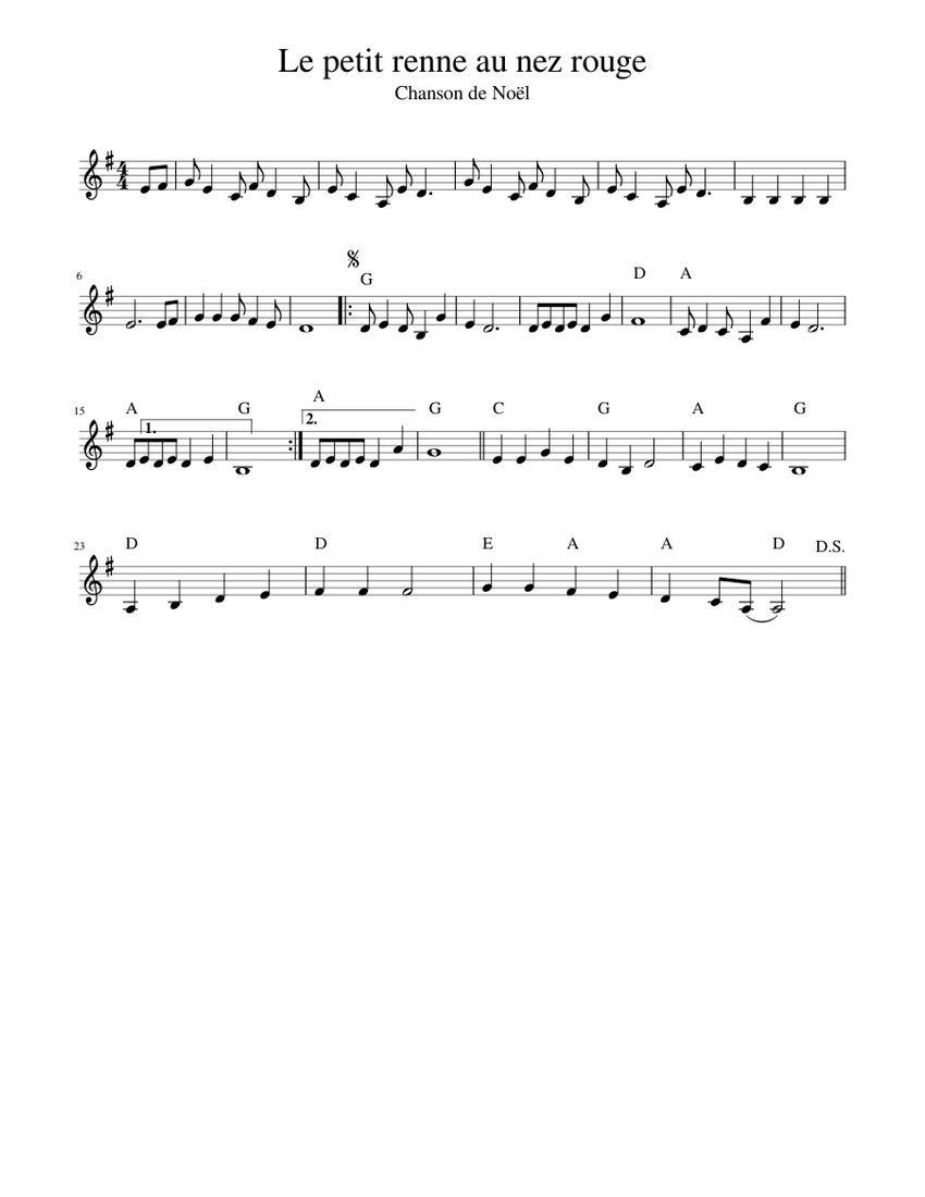 Le Petit Renne Au Nez Rouge Partition Le petit renne au nez rouge Sheet music for Piano (Solo) | Musescore.com