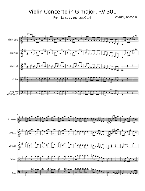 Violin Concerto in G major - Antonio Vivaldi