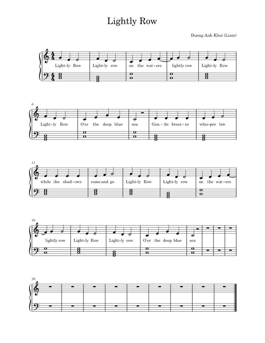 Lightly Row Sheet music for Piano (Solo) | Musescore.com