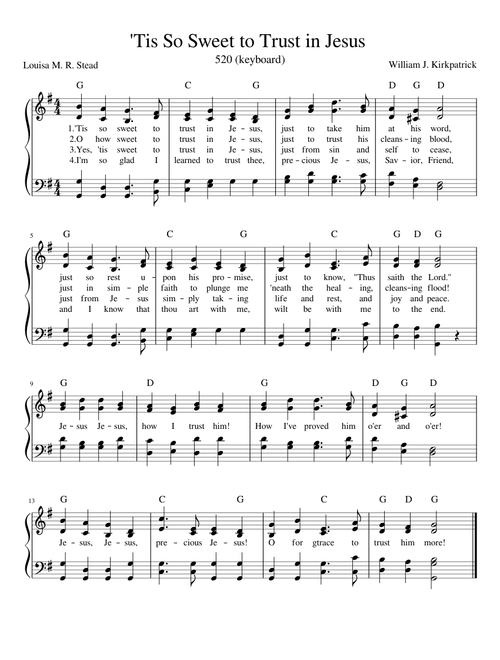 'Tis So Sweet to Trust in Jesus