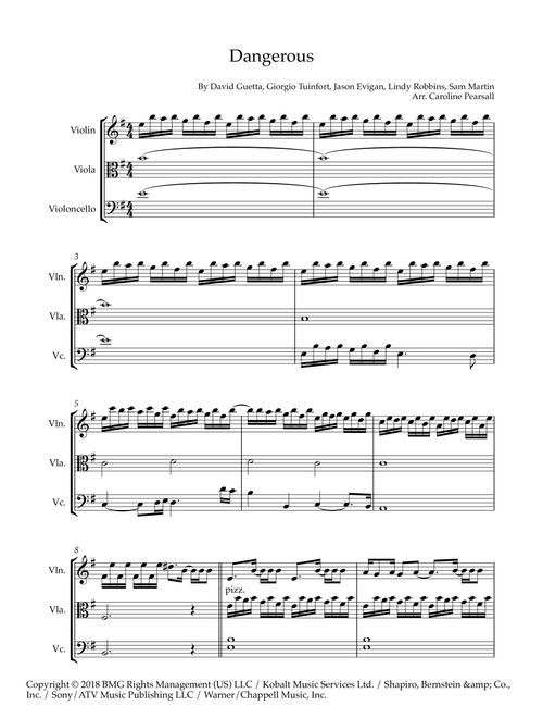 Dangerous (Arr. Caroline Pearsall) - David Guetta Feat. Sam Martin (String Ensemble)