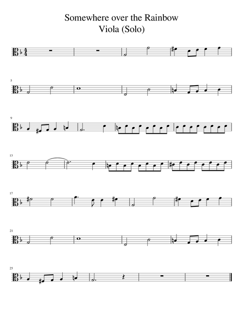 Somewhere over the Rainbow Viola
