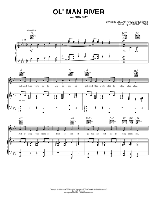 Ol' Man River - Oscar Hammerstein II, Jerome Kern (Piano-Vocal-Guitar)