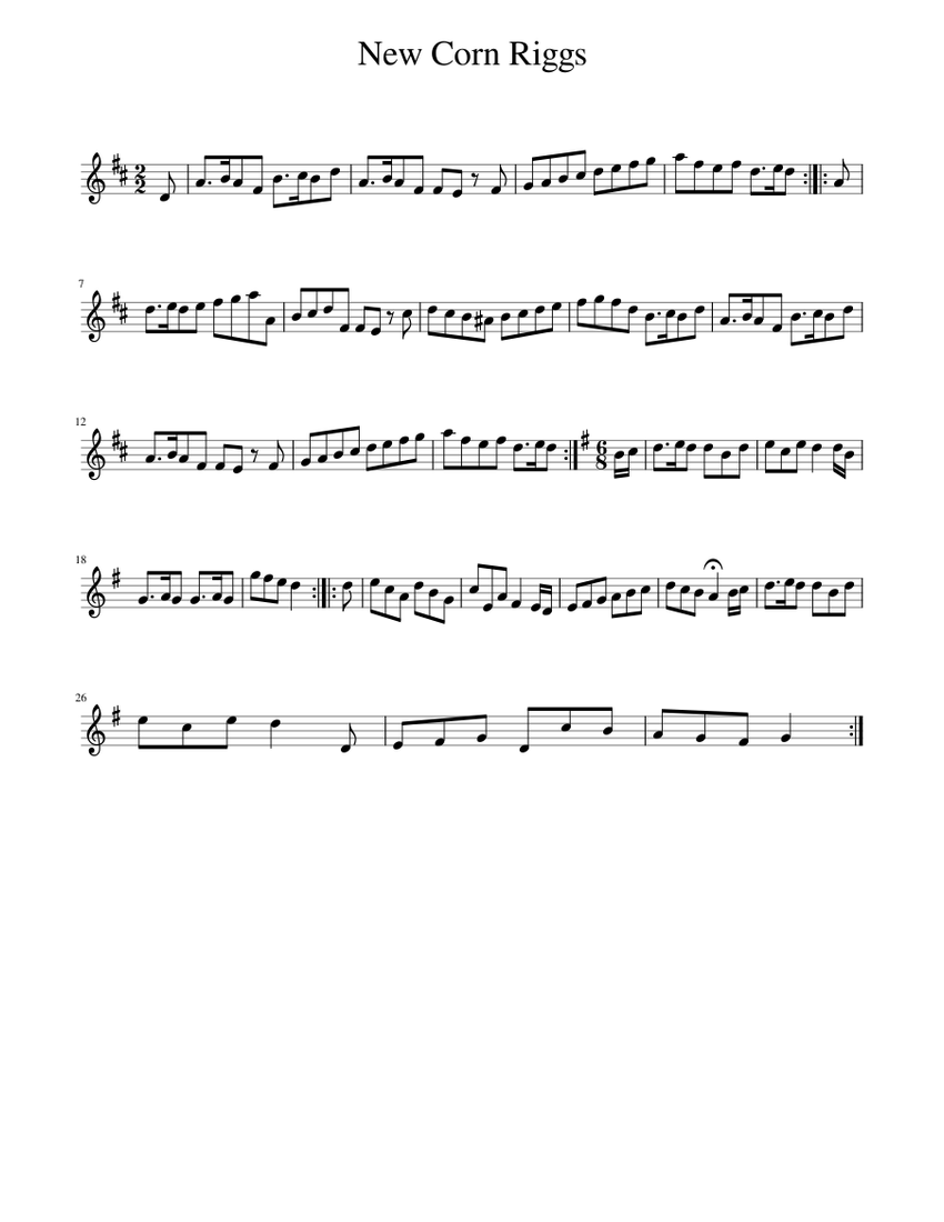 Corn Riggs Notes New Corn Riggs Sheet music for Piano (Solo) Easy | Musescore.com