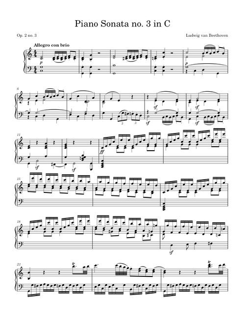 Piano Sonata no. 3 in C Major Op. 2 no. 3 – Ludwig van Beethoven