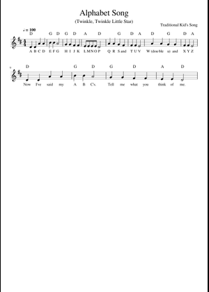 The Alphabet Song – Misc Traditional Sheet Music for Piano (Solo) easy ...