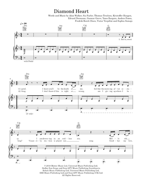 Diamond heart - Alan Walker (Piano-Voice-Guitar)