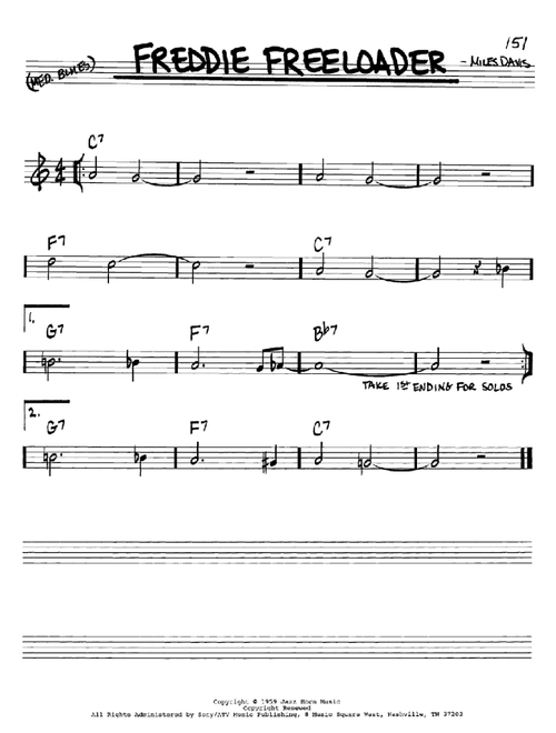 Freddie Freeloader - Miles Davis (Real Book - Melody-Chords)