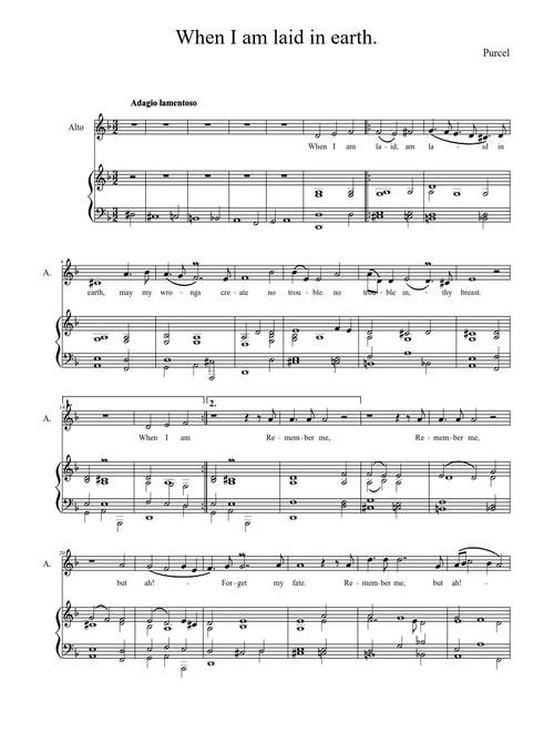 Didos Lament, Henry Purcell, D minor, for Alto