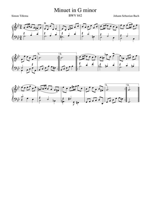 BWV 842 Minuet in G minor