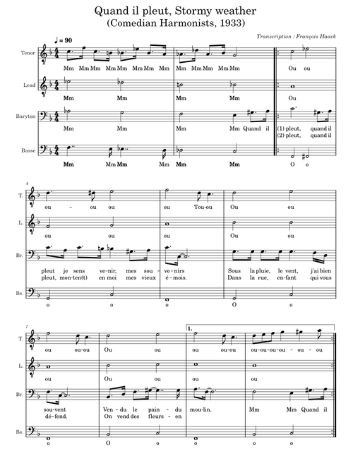 Quand il pleut / Stormy weather - Comedan Harmonists