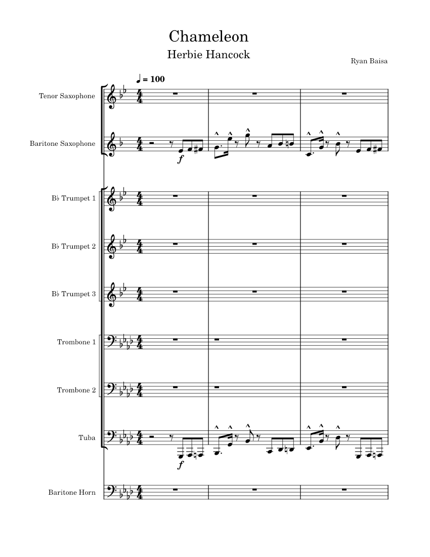 Chameleon – Herbie Hancock C Brass Sheet music for Trombone, Tuba