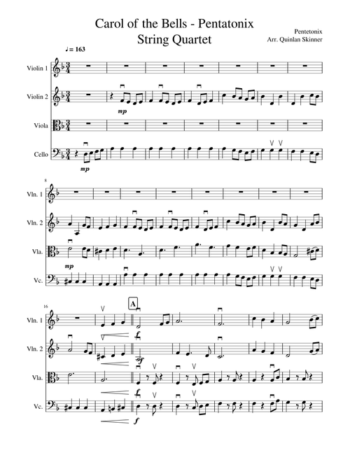 Carol of the Bells - Pentatonix String Quartet