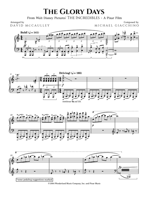 The Glory Days (Arr. David McCaulley) - Michael Giacchino (Piano Solo)