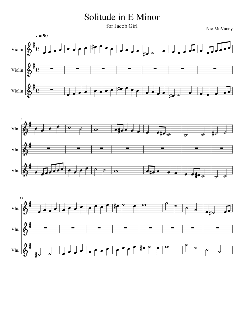 Solitude in E Minor Sheet music for Violin (Mixed Trio) | Musescore.com