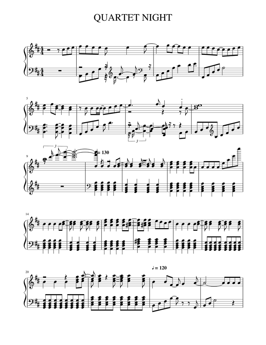 QUARTET NIGHT Sheet music for Piano (Solo) | Musescore.com