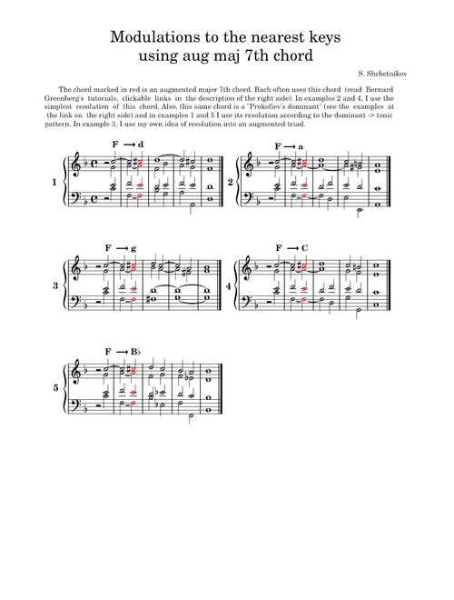 Modulations to the nearest keys using aug maj 7th chord