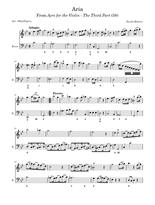 Ayrs for the Violin: The Third Part: Aria: Adagio & Presto – Nicola Matteis