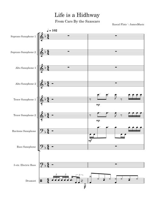Life is a Highway for Saxophone Ensemble