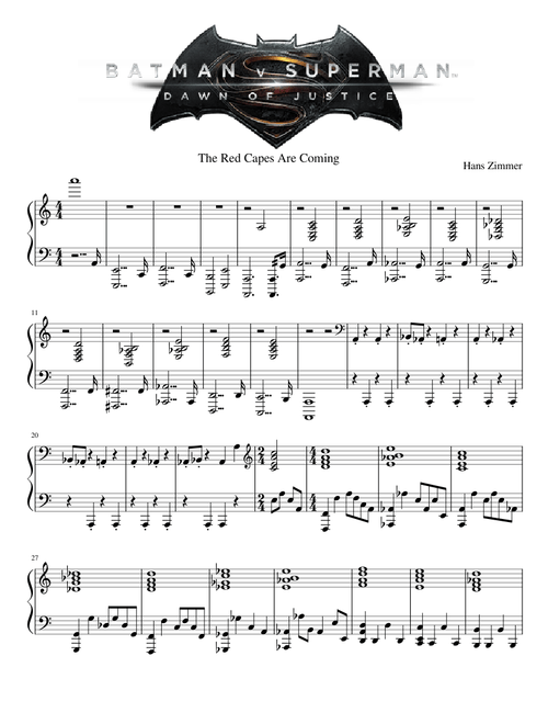 The Red Capes Are Coming - Batman V Superman Piano