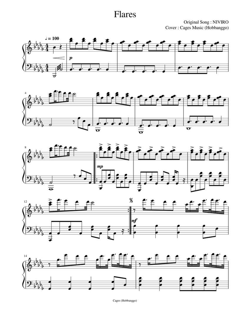 NIVIRO - Flares (Piano Cover) Sheet Music for Piano (Solo) | MuseScore.com