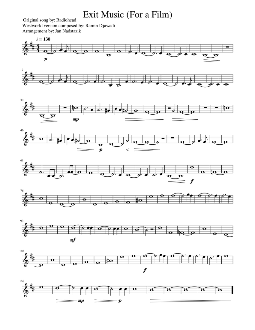 Exit Music (For a Film) for violin Sheet music for Violin (Solo)
