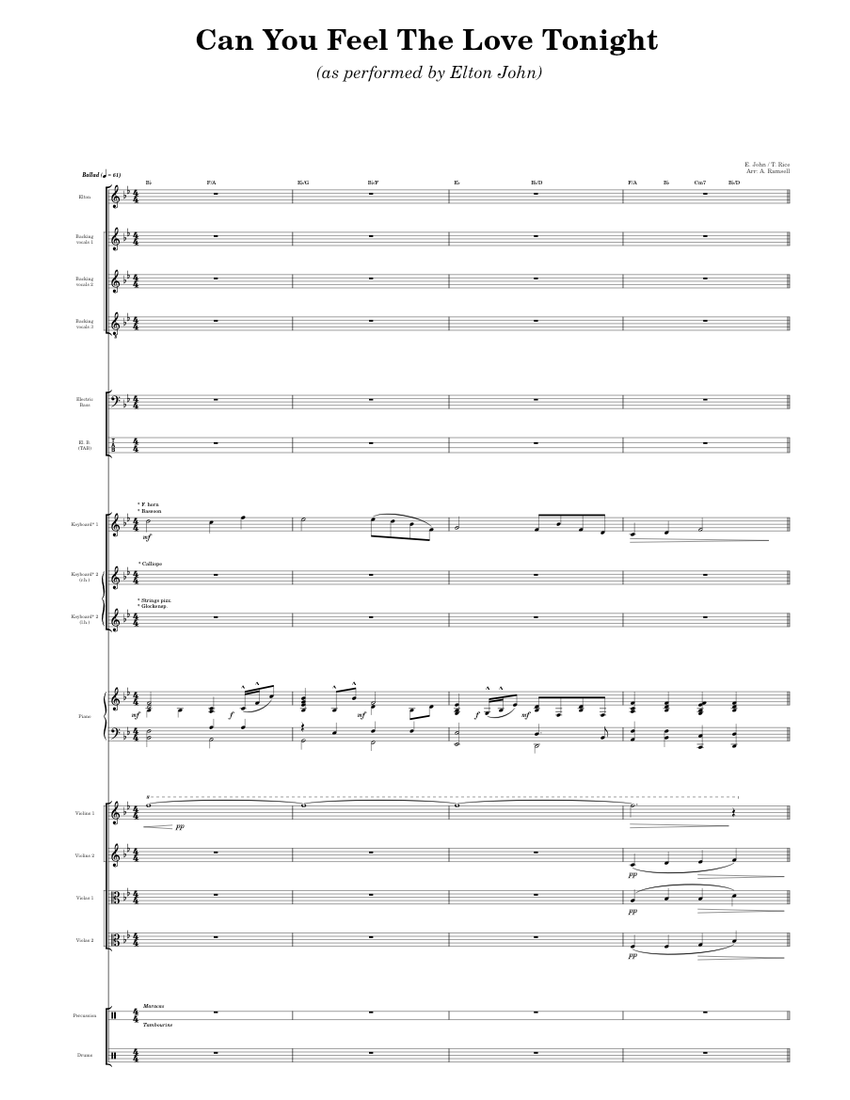 Can You Feel The Love Tonight Elton John Sheet music for Piano