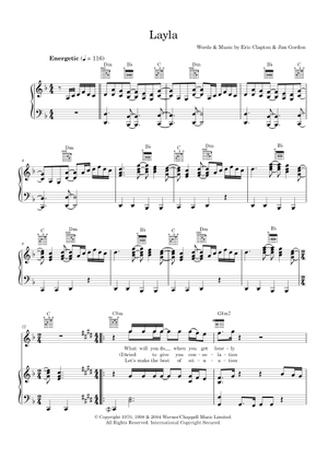 Layla - Derek and the Dominos Sheet Music for Piano (Solo