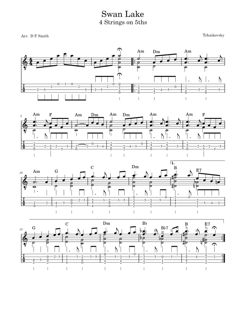 Swan Lake ballet Op.20 Pyotr Ilyich Tchaikovsky Sheet music for Guitar Solo Musescore