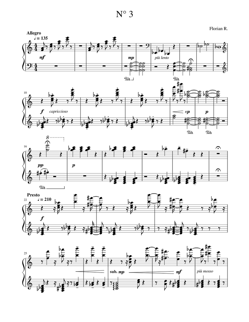N° 3 Sheet music for Piano (Solo) | Musescore.com