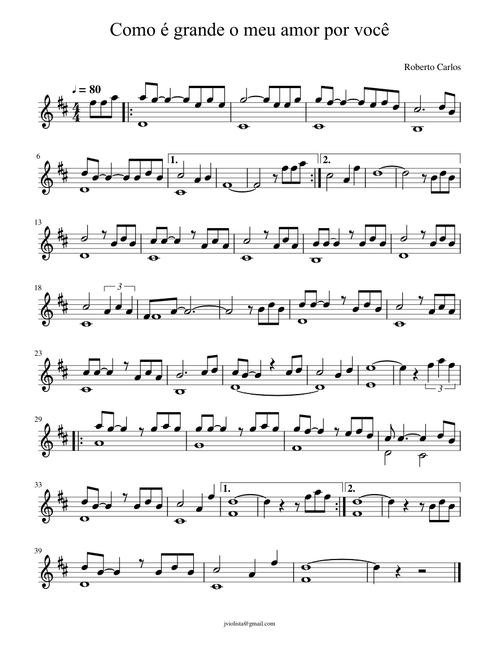 Como é grande o meu amor por você - Violino
