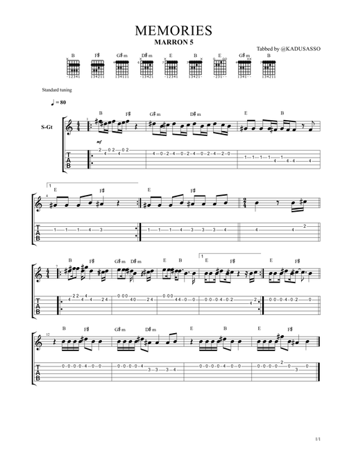 Memories (Arr. Kadu Sasso) - Maroon 5 (Small Ensemble)