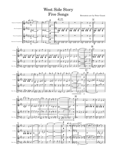 West side story – Leonard Bernstein for saxophone quartet