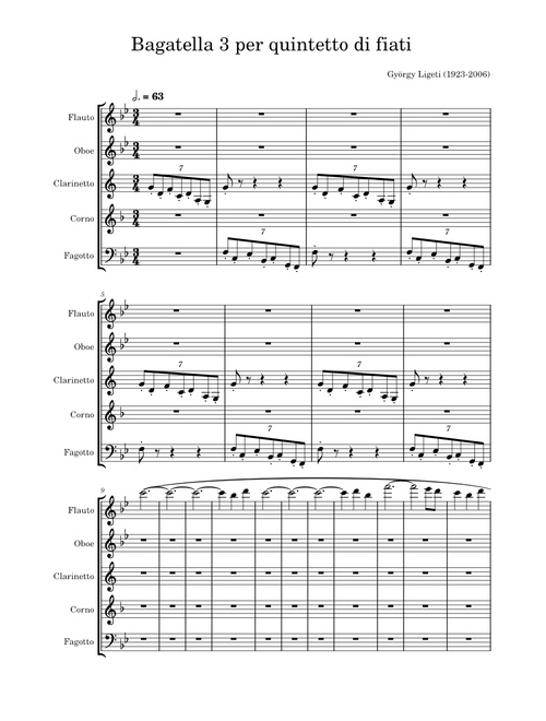 Bagatella 3 for wind quintet (fragments) – György Ligeti Bagatella 3 for wind quintet (fragments)