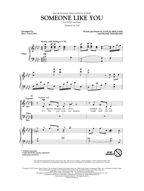 Someone Like You (arr. Jill Gallina) - Linda Eder (Choral, SATB)