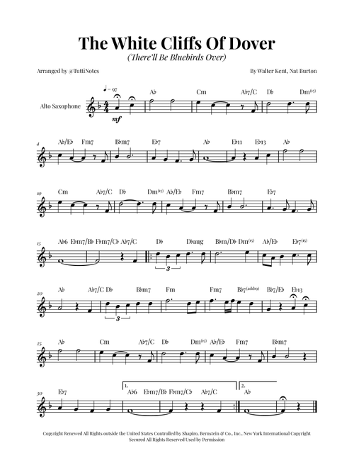 (There'll Be Bluebirds Over) The White Cliffs Of Dover (Arr. Glauco Fernandes) - Various (Alto Sax Solo)