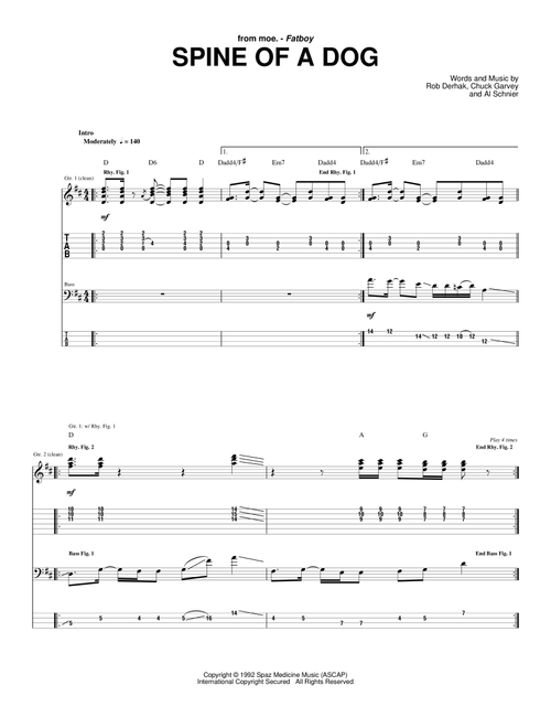Spine Of A Dog - moe (Guitar Tab)
