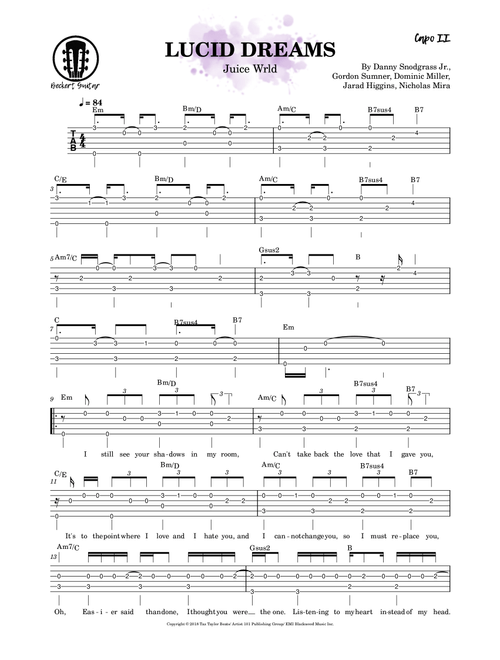 Lucid Dreams (Arr. Beckert Guitar) - Juice Wrld (Solo Guitar)