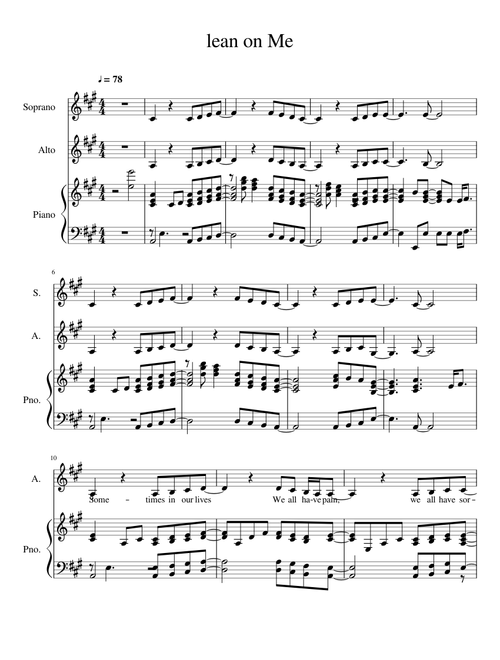 Lean on Me piano and voices